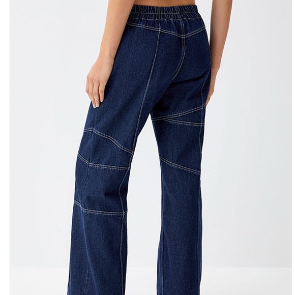 X-Girl dark wash elastic waist wide leg relaxed baggy jeans NWT - Picture 2 of 12